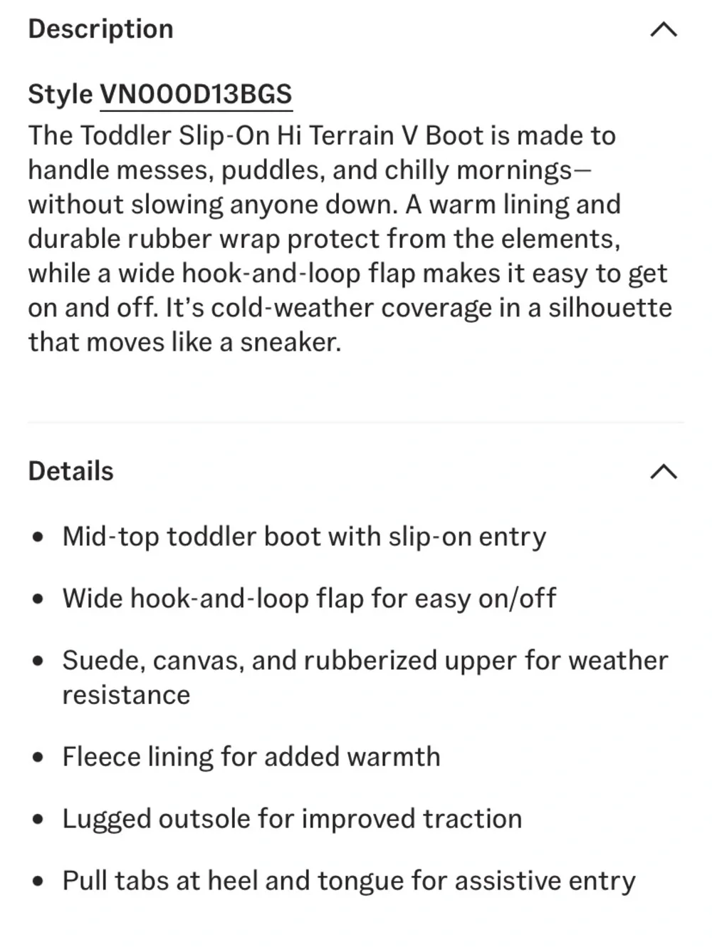Vans Toddler Slip On Hi Terrain V Shoe